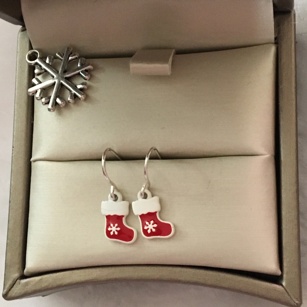 Red Christmas Stocking Dangle Earrings